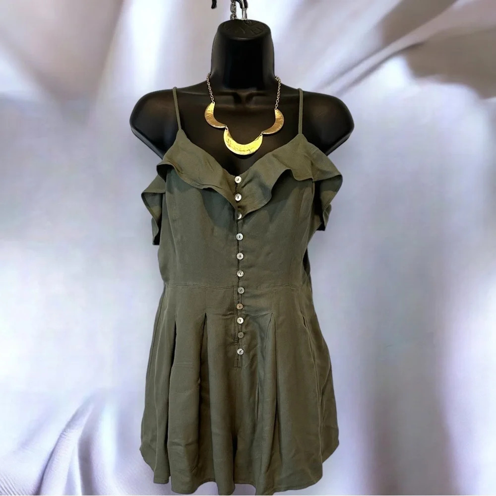 Forever 21 olive green‎ romper dress juniors medium